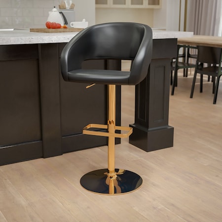 Flash Furniture Black Vinyl Adjustable Height Barstool CH-122070-BK-G-GG
